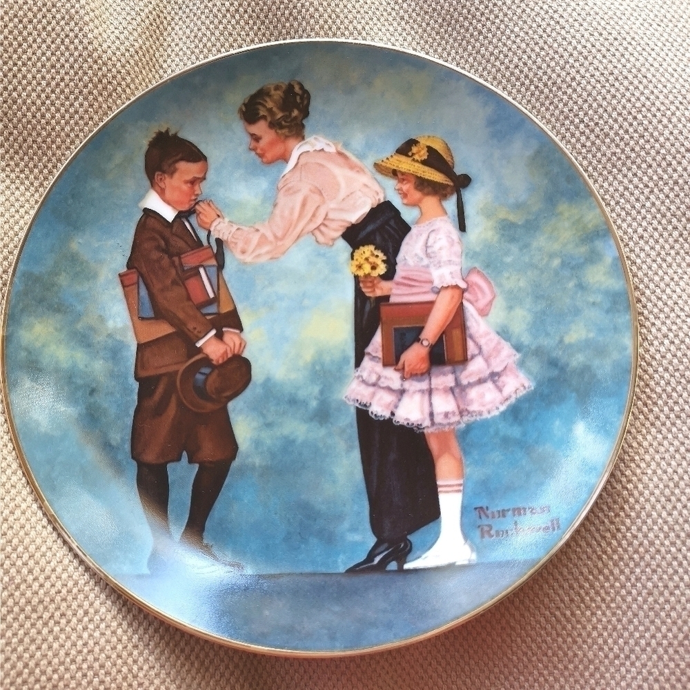 Vintage First Day of School Norman Rockwell Plate 1984 decorator plate
